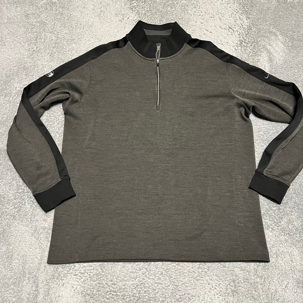 Nike Golf Pullover Mens XL Black Gray Dri-FIT 1/4 Zip Long Sleeve 578673